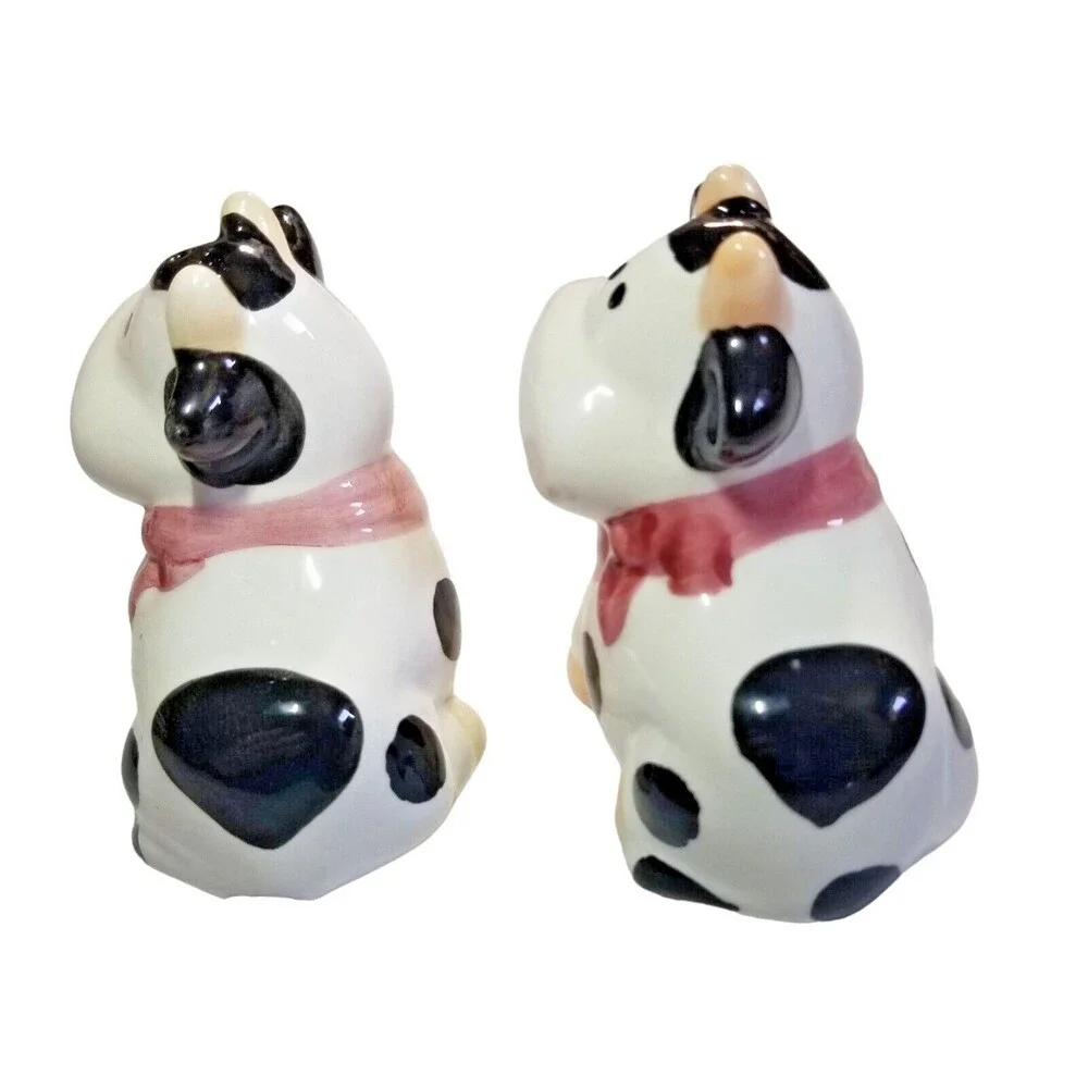 Moo Cow Salt & Pepper Shaker Set Rustic Farmhouse CHIC Ceramic Cottage Core